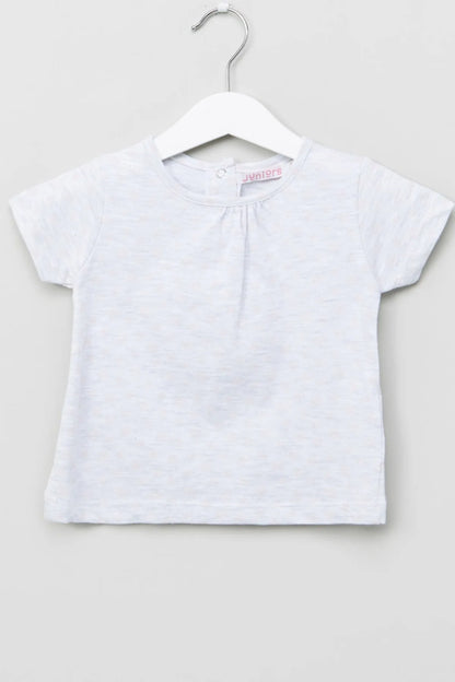 White short-sleeve baby T-shirt with round neckline