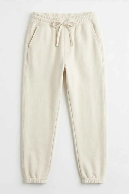 MEME cream drawstring jogger pants with elastic cuffed hems