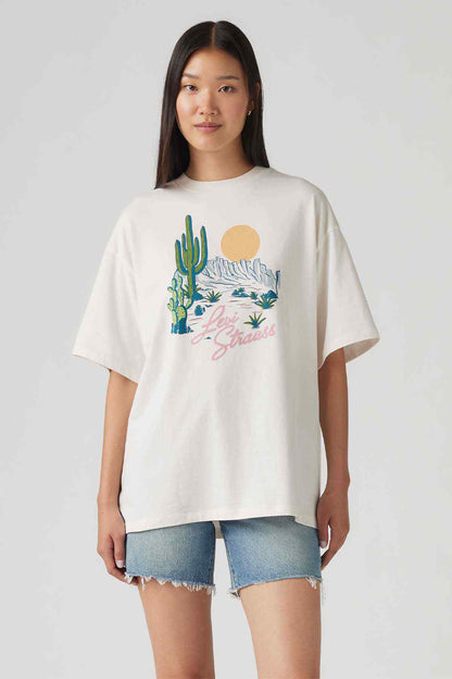 Levi's white graphic T-shirt with cactus and desert scene front