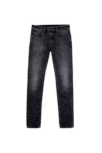 Diesel charcoal straight-leg jeans with five pockets and belt loops