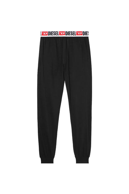 Black Diesel pants with elastic waistband and cuffed hem