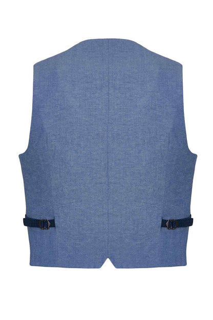 Camicissima blue textured waistcoat back with side adjusters and center seam
