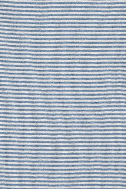 Blue-and-white striped knit fabric for a baby bodysuit