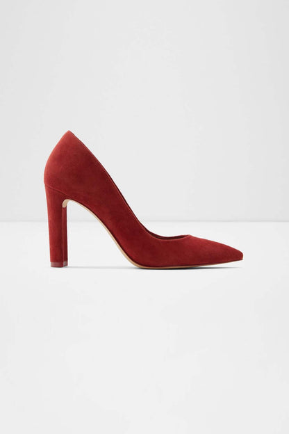 ALDO burgundy suede pointed-toe pumps with block heel