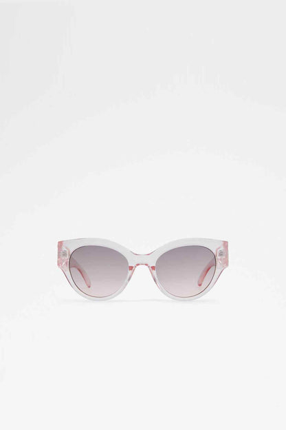 ALDO light pink cat-eye sunglasses with tinted lenses, translucent frame