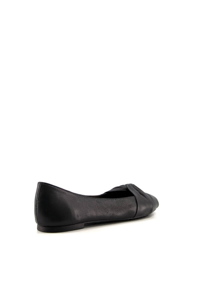 Dune London black ballet flats with twisted bow detail and low sole