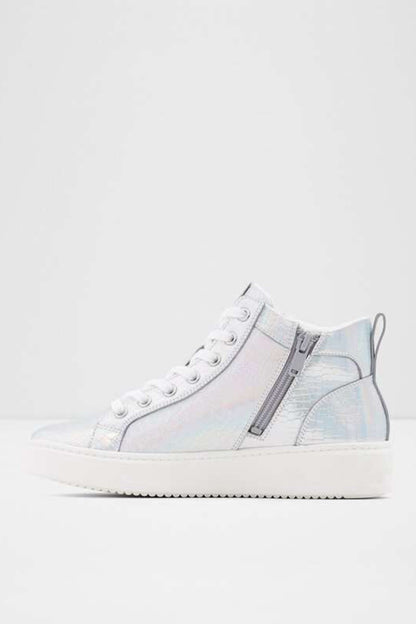 Metallic multi low-top sneakers with lace-up front and zip closure