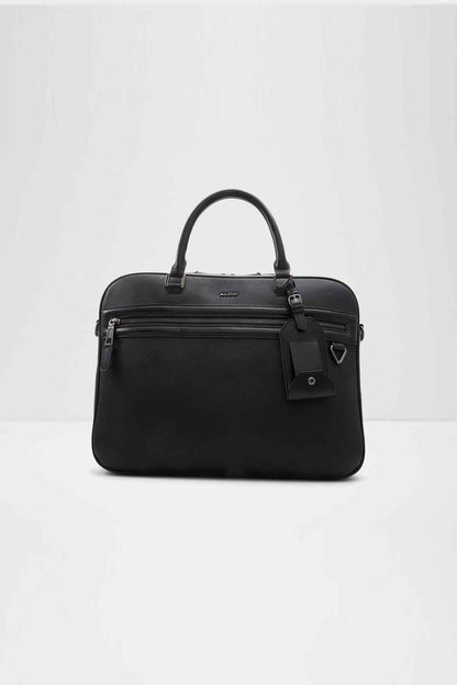 ALDO black structured handbag with top handles and front zipper pocket
