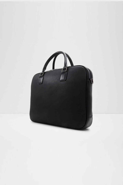 ALDO black structured handbag with double top handles and front strap details