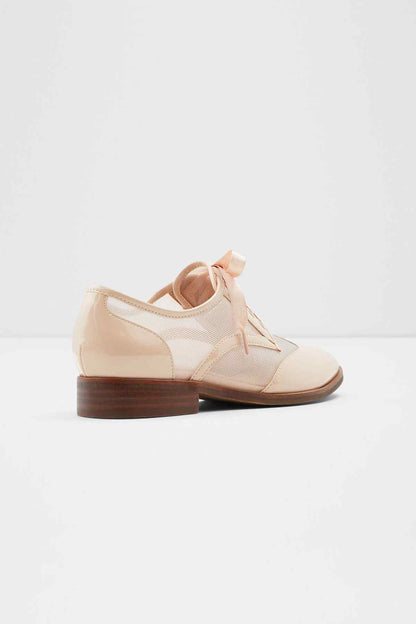 ALDO bone lace-up oxford shoes, side view with dark brown stacked sole