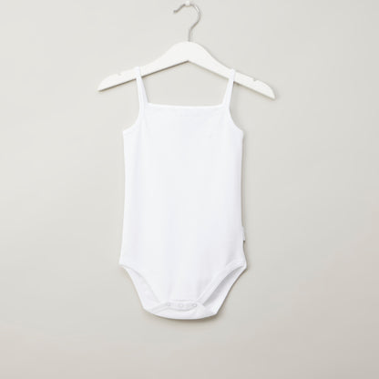 BABYSHOP white baby bodysuit with square neck and snap closure