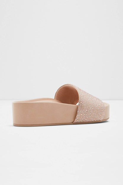 ALDO bone slide sandal with open toe and wide rhinestone strap