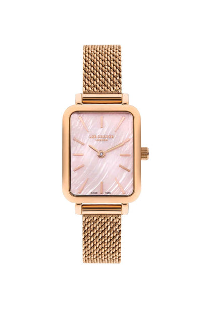 Lee Cooper rose gold square dial mesh wristwatch with metal bezel
