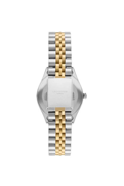 Lee Cooper two-tone wristwatch with gold center stripe on the metal bracelet