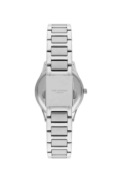 Lee Cooper wristwatch profile with silver metal bracelet and clasp