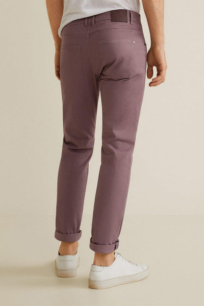 MANGO lavender slim-fit jeans with back pockets and cuffed hems
