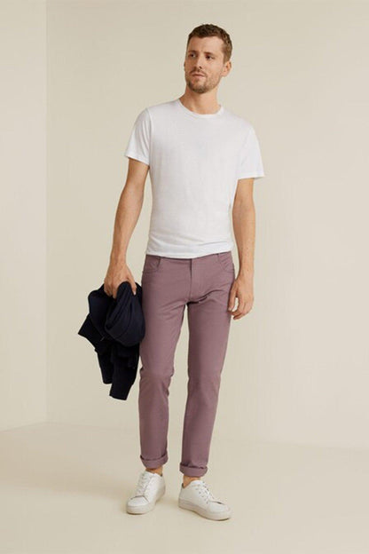 MANGO lavender slim-fit jeans, ankle length with rolled cuffs