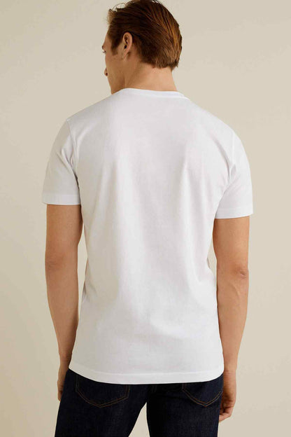 White crew-neck T-shirt, back view