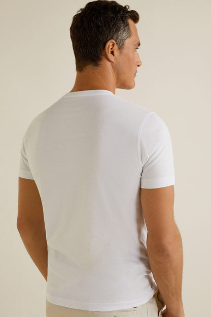 Men's white T-shirt, plain back view