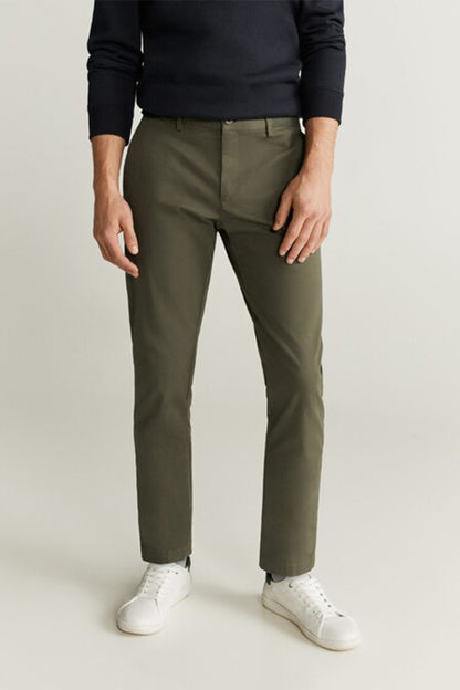 MANGO khaki straight-leg pants with front pockets