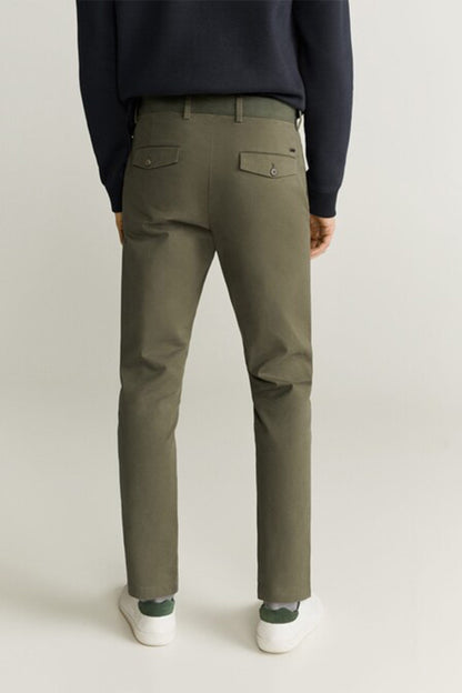 MANGO khaki pants with buttoned flap hip pockets