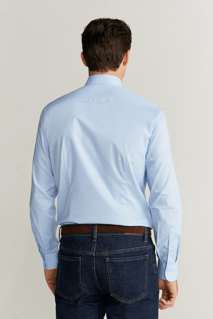 MANGO sky blue dress shirt, button-back, long sleeves and collar