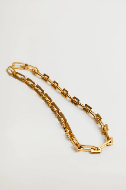 Gold tone rectangular link chain bracelet with clasp