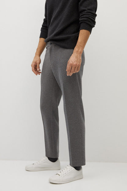 Men's medium heather grey sweatpants, straight-leg ankle hem