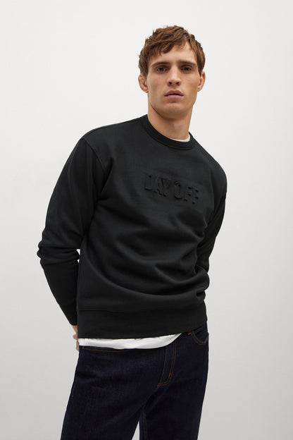 MANGO black crewneck sweatshirt with raised logo on chest