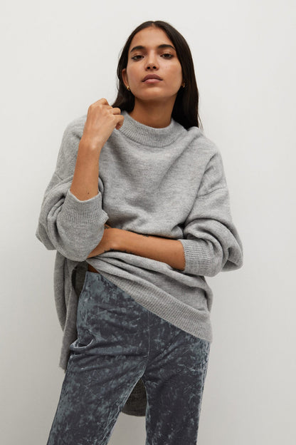 Washed-effect wide-leg sweatpants with elastic waist, dark gray textured finish