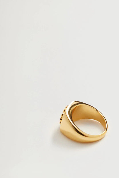 Gold ring with domed band and open inner edge