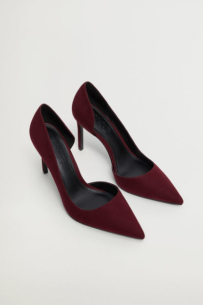 Wine pointed-toe stiletto heels with slim high heel