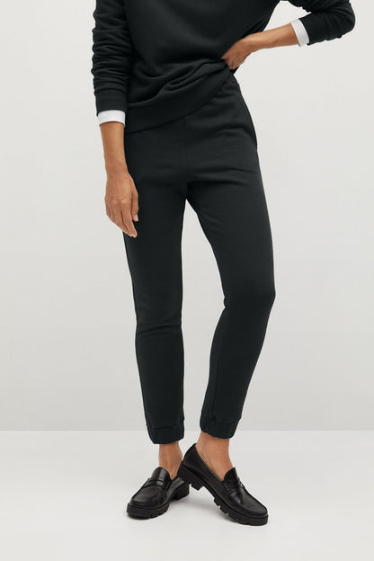 Charcoal tapered track pants with elastic waistband
