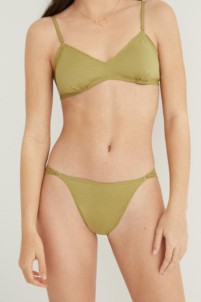Women'secret light khaki triangle bralette and matching bikini briefs set