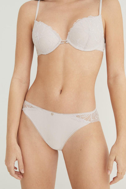 Women'secret lace balconette bra and high-rise briefs set, pale pink