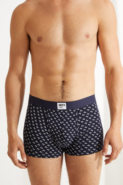 Men'secret men's boxer shorts, dark navy with small white print, elastic waistband