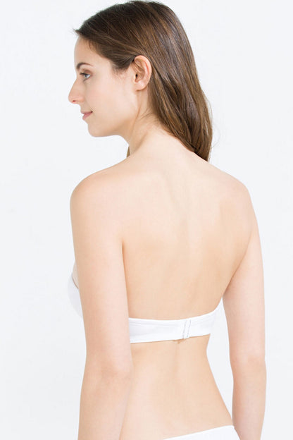 White underwire bra back and straps shown, with smooth supportive cups
