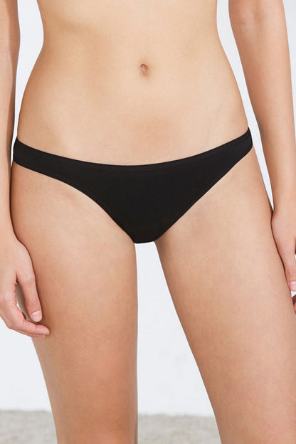 Black bikini briefs with wide waistband and full coverage back