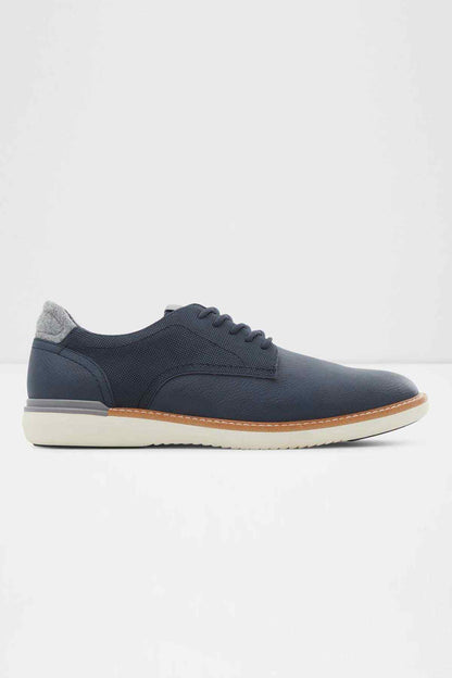 ALDO navy lace-up low-top sneakers with white sole and tan edge stripe