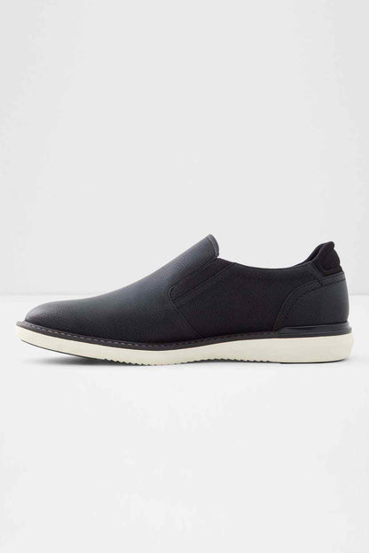 ALDO black leather slip-on shoes with side gore and rubber sole