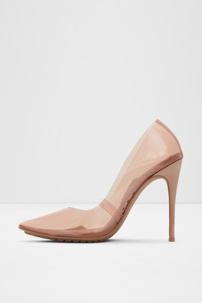 ALDO pointed-toe stiletto heels in bone, front 3/4 view