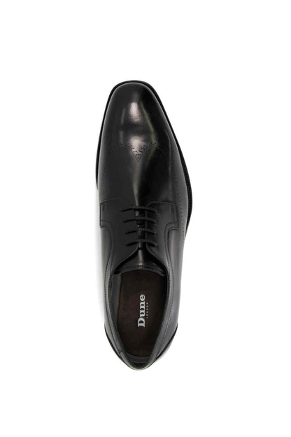 Black leather lace-up shoe with Dune logo on the insole