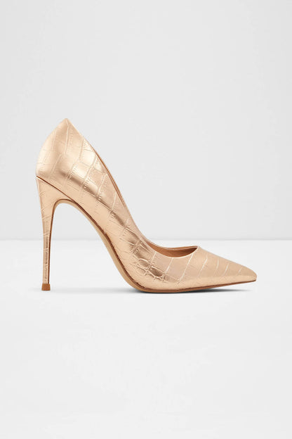 ALDO rose gold croc-textured pointed-toe stiletto pumps