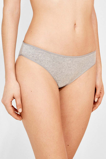 Women's hipster briefs, grey marl with elastic waistband and full coverage back