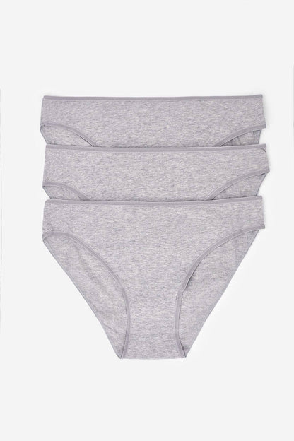 Pack of grey hipster briefs with elastic waistband and seamless finish